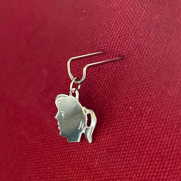 VTG I Paye & Baker I Sterling Silver I Girl Silhouette Profile Small Flat Charm - Picture 11 of 15
